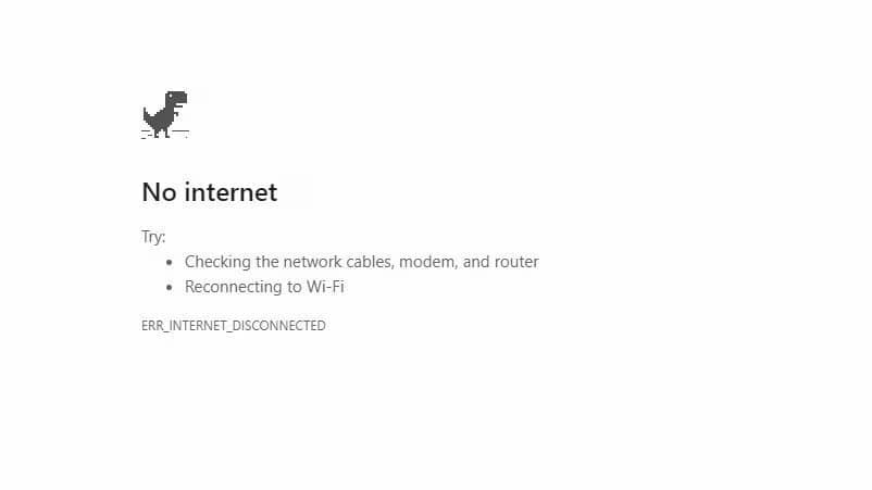 no internet connection notice